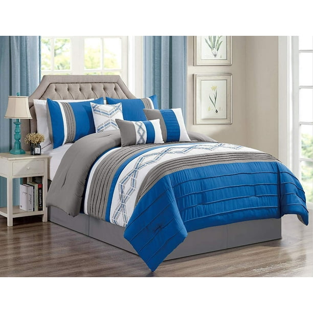 Details about  / HGMart Bedding Comforter Set Luxury Bed In A Bag 7 Piece,Queen Size Gray,NEW,US